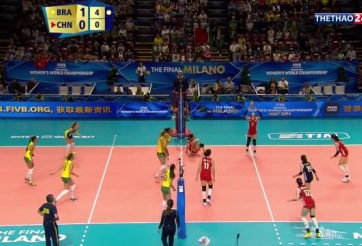 Video bóng chuyền: Pha giằng co kinh điển giữa nữ Brazil và Trung Quốc