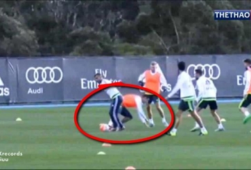 VIDEO: Jese Rodriguez lừa bóng khiến Ronaldo nằm sân trong buổi tập của Real