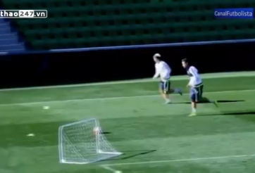 VIDEO: Ronaldo đua tốc độ với Luka Modric trên sân tập