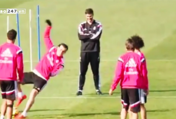 VIDEO: Pha khống chế bóng hài hước của Gareth Bale trên sân tập Real