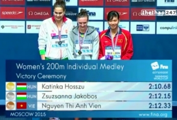 VIDEO: Ánh Viên giành HCĐ nội dung 200m hỗn hợp tại Cup thế giới 2015