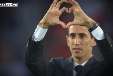 VIDEO: Di Maria ra dấu trái tim với fan PSG trên sân Công viên các Hoàng tử