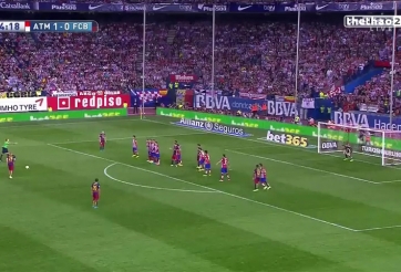 VIDEO: Siêu phẩm đá phạt không thể cản phá của Neymar trước Atletico