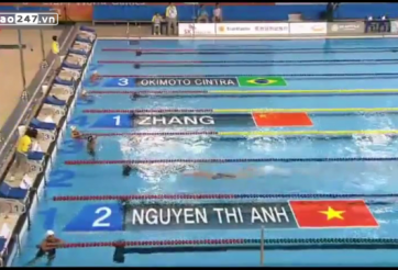 VIDEO: Ánh Viên giành huy chương đầu tiên ở giải bơi quân sự thế giới