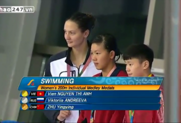 VIDEO: Ánh Viên nhận HCV 200m hỗn hợp ở giải Quân sự thế giới 2015