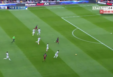 VIDEO: Neymar 2 lần bỏ lỡ cú chọc khe tinh tế của Messi trước Real Sociedad