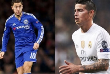 Chuyển nhượng 15/12: Real Madrid dự định đổi James lấy Hazard
