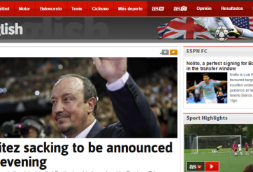 Truyền thông Tây Ban Nha đưa tin HLV Benitez bị sa thải