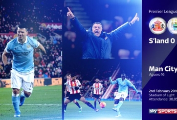 Video bàn thắng: Sunderland 0-1 Man City (Vòng 24 Ngoại hạng Anh)