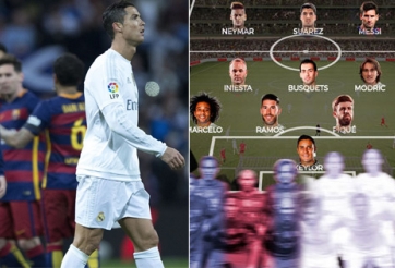 Đội hình tiêu biểu kết hợp Barca-Real: Ronaldo bật bãi