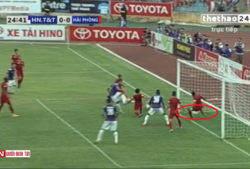 VIDEO: Trọng tài từ chối bàn thắng hợp lệ ở trận Hà Nội T&T - Hải Phòng