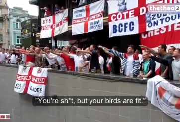 VIDEO: CĐV Anh hát sỉ nhục CĐV Thụy Điển trên đất Pháp