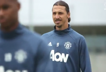 VIDEO: Ibrahimovic lần đầu xuất hiện trong buổi tập của Man Utd