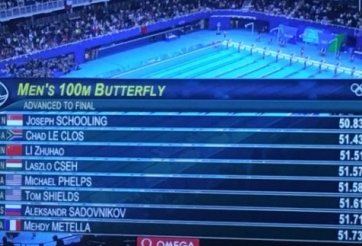 VIDEO: Kình ngư Singapore gây sốc ở bán kết 100m bơi bướm (Olympic 2016)