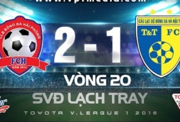 Video bàn thắng: Hải Phòng 2-1 Hà Nội T&T (Vòng 20 V-League 2016)