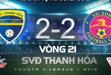 Video bàn thắng: Thanh Hóa 2-2 Sài Gòn FC (Vòng 21 V-League 2016)