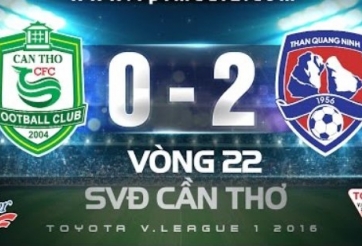 Video bàn thắng: Cần Thơ 0-2 Quảng Ninh (Vòng 22 V-League 2016)