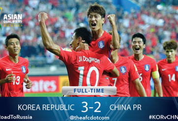 Video bàn thắng: Hàn Quốc 3-2 Trung Quốc (Vòng loại World Cup 2018)