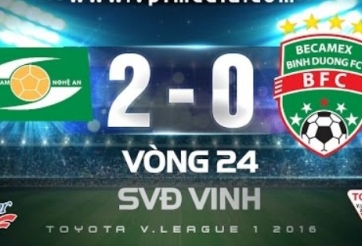 Video bàn thắng: SLNA 2-0 Bình Dương (Vòng 24 V-League 2016)