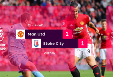 Video bàn thắng: Man Utd 1-1 Stoke (Vòng 7 Ngoại hạng Anh)