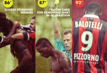 Toàn cảnh 2 chiếc thẻ vàng 'đậm chất' Balotelli chỉ trong 3 phút