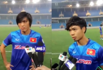 VIDEO: Công Phượng, Tuấn Anh trả lời phỏng vấn trong buổi tập chiều 4/11