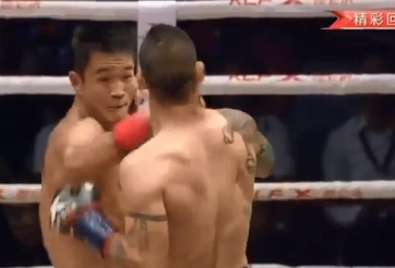 VIDEO: Võ sĩ Trung Quốc tung đấm móc 'như phim' kết liễu đối thủ to lớn