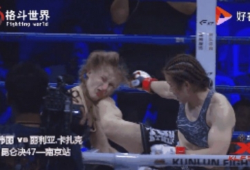 Nữ võ sĩ Trung Quốc tung đòn hiếm khiến đối thủ gục ngã