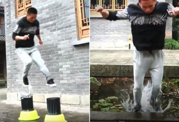 VIDEO: Bậc thầy khinh công Trung Quốc biểu diễn tuyệt chiêu đi trên nước