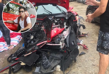 Siêu xe Ferrari 488 GTB của Tuấn Hưng bị tai nạn nặng?