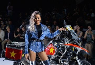 Hoa hậu H'Hen Niê 'cưỡi' siêu mô tô BMW lên sàn catwalk