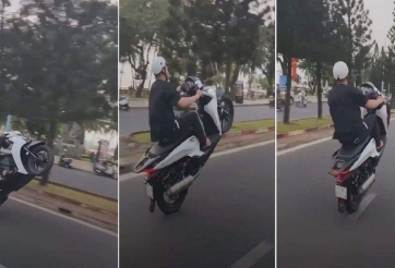 VIDEO: Thanh viên 'khoe chiến tích' bốc đầu Honda SH và cái kết đắng