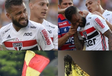 VIDEO: Dani Alves bị đàn ong đốt khi đá phạt góc