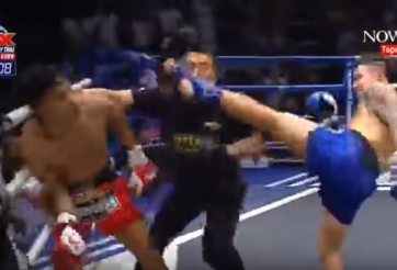 Võ sĩ Muay hạ gục cả đối thủ lẫn trọng tài chỉ bằng một đòn đánh