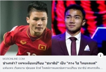 Người Thái 'tự ái' khi Chanathip Songkrasin được ví với Quang Hải