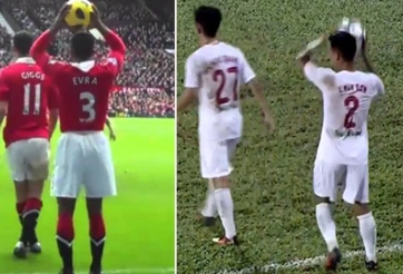 VIDEO: Bộ đôi U21 HAGL tái hiện pha ném biên tinh quái của Giggs và Evra
