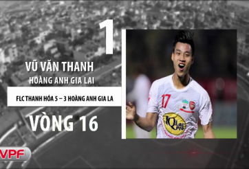 Văn Thanh dẫn đầu Top 5 bàn thắng đẹp vòng 16 V-League 2017