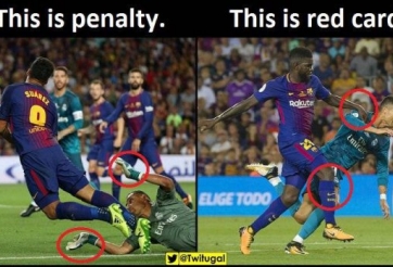 So sánh 2 tình huống ngã trong vòng cấm của Ronaldo - Suarez