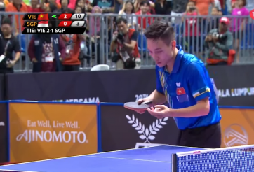 Khoảnh khắc bóng bàn Việt Nam đánh bại Singapore ở chung kết