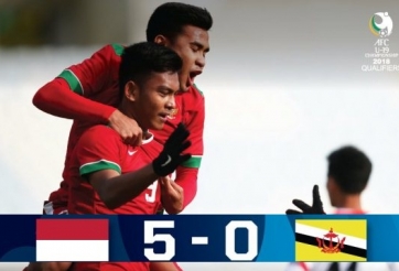 Highlights: Indonesia 5-0 Brunei (Vòng loại U19 châu Á 2018)