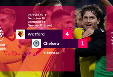 Highlights: Watford 4-1 Chelsea (Vòng 26 Ngoại hạng Anh)