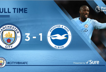 Highlights: Man City 3-1 Brighton (Vòng 31 Ngoại hạng Anh)
