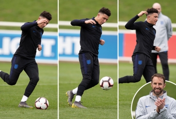 Sancho lập siêu phẩm panenka trong buổi tập của tuyển Anh