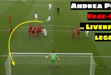 VIDEO: Pirlo sút phạt đẹp mắt vào lưới Liverpool ở tuổi 39