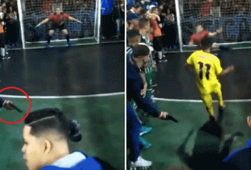SỐC: Cầu thủ bị dí súng khi sút penalty