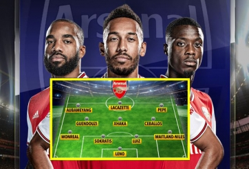 Đội hình xuất phát Arsenal đấu Liverpool: Lacazette dự bị