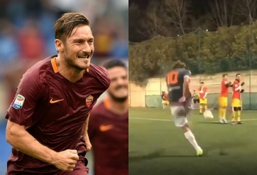 VIDEO: Huyền thoại Totti lập siêu phẩm sút phạt trên sân... đá phủi