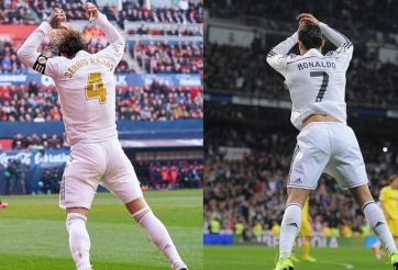 Sergio Ramos tái hiện màn ăn mừng quen thuộc của Ronaldo