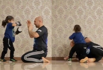 VIDEO: Bố dạy con gái tập quyền anh và cái kết 'cười ra nước mắt'