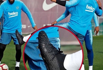 Griezmann và Boateng đá tập với giày đinh lạ từ Puma 